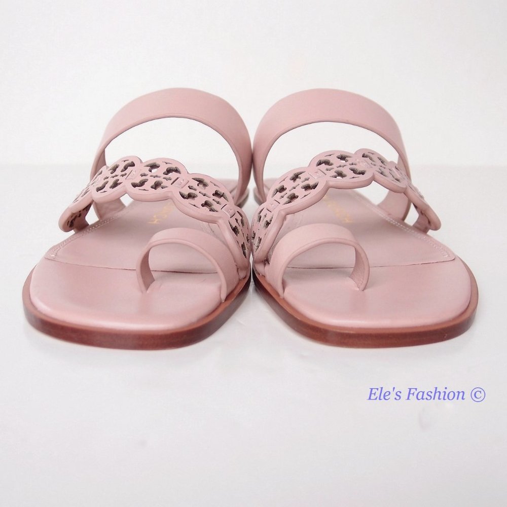 NIB Tory Burch Tiny Miller Toe Ring Leather Sandal Shell Pink US 7 10.5 AUTHENTC - Picture 6 of 16